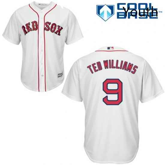 Youth Majestic Boston Red Sox 9 Ted Williams Replica White Home Cool Base MLB Jersey